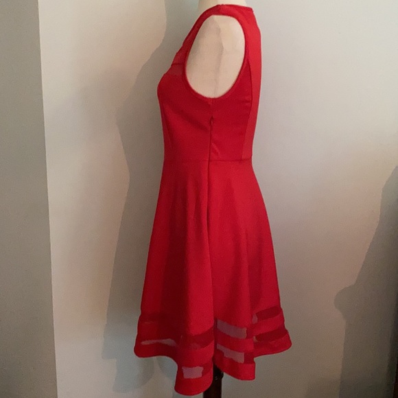Lulu’s Determination Red Sheer Mesh Skater Dress M - Picture 6 of 16